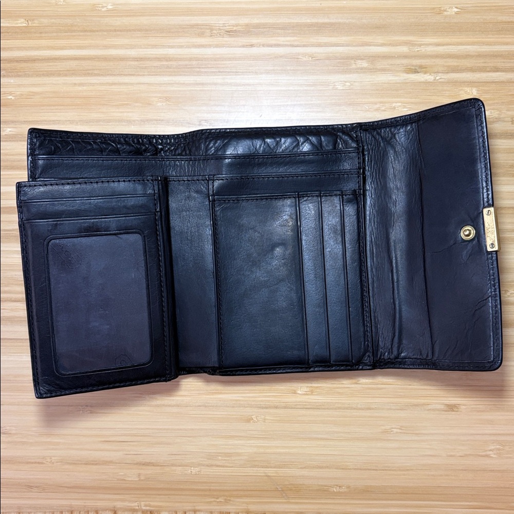VINTAGE Coach Trifold Wallet Black Leather Card Holder - Picture 6 of 8